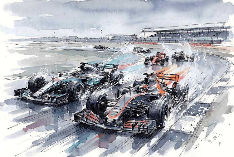 Silverstone Spray: Grand Prix Battle in the Rain