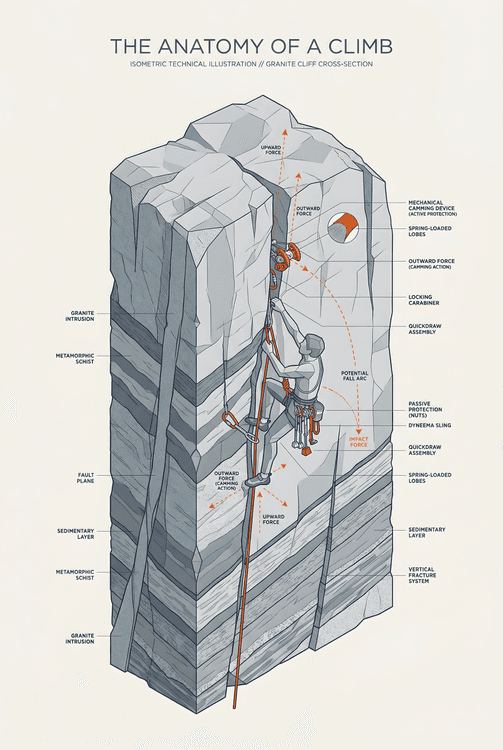The Anatomy of a Climb: Isometric Technical Illustration