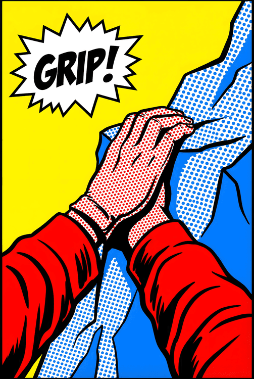 Grip! Comic Book Style Rock Climbing Art