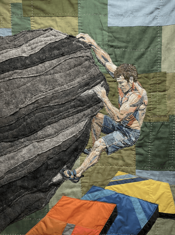 Fabric of Focus: Hand-Stitched Bouldering Collage