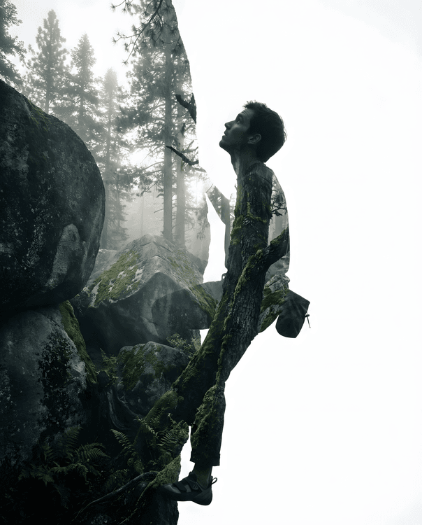 Nature's Pulse: Double Exposure Ascent