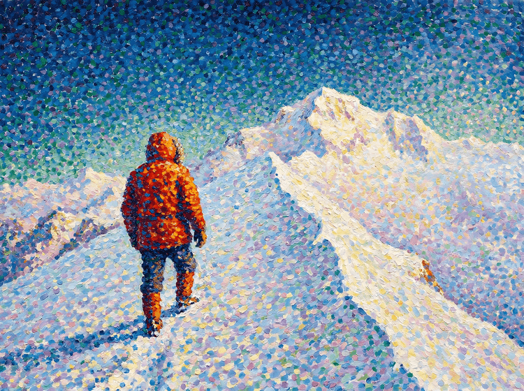The High Ridge: Pointillist Alpine Journey