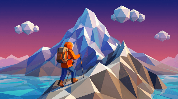 Low Poly Summit: A Geometric Mountain Journey