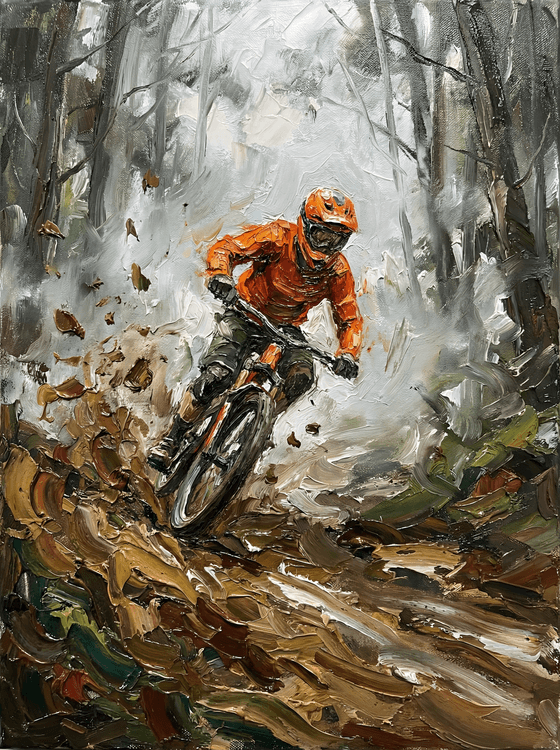 Mud and Momentum: Impasto Mountain Biking Action
