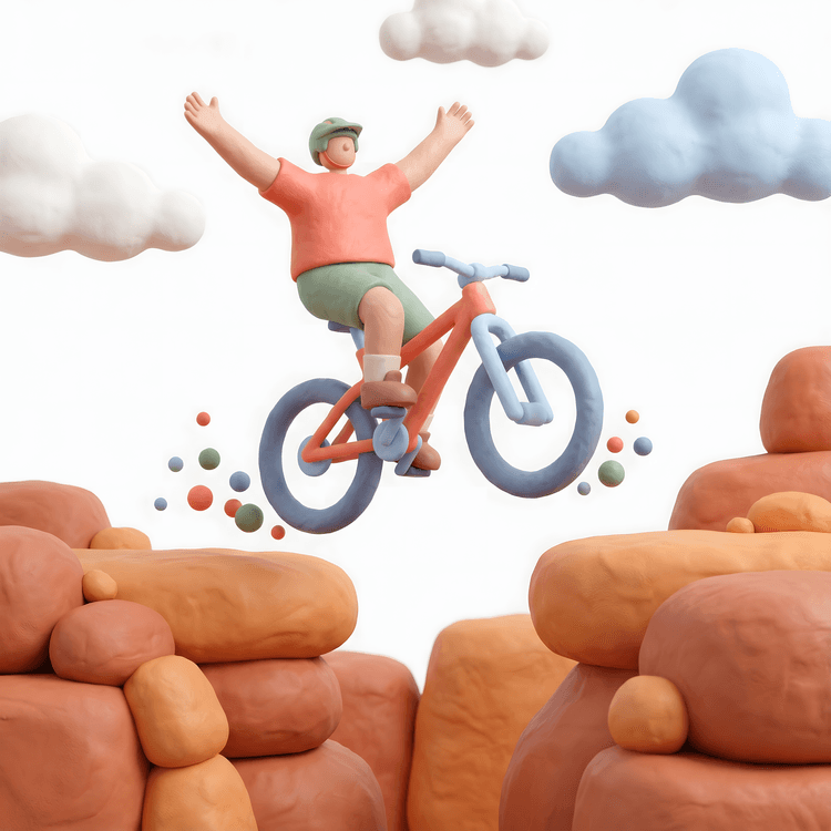 Joy of the Leap: 3D Clay Mountain Biking Adventure