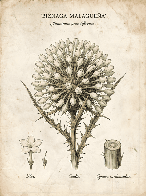Biznaga Malagueña: Vintage Botanical Illustration