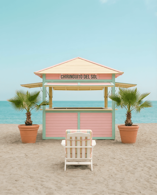 Chiringuito del Sol: Minimalist Pastel Beach Kiosk