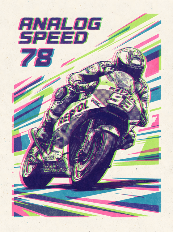 Analog Speed: Marc Márquez Modern Retro Racing Poster