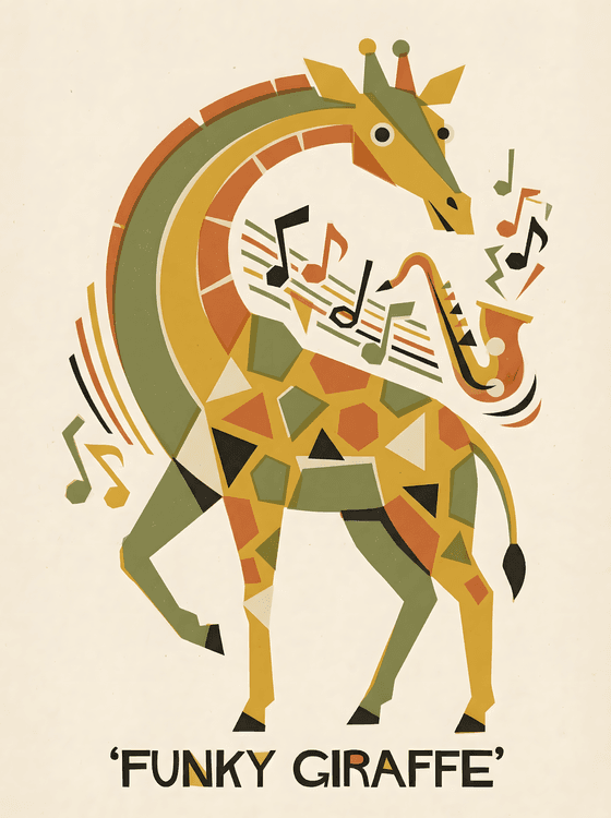 Funky Jazz Giraffe Geometric Poster