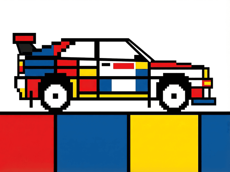 Audi Quattro S1: 8-Bit De Stijl Composition
