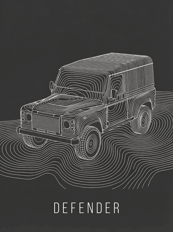 Defender Topographic Line Art