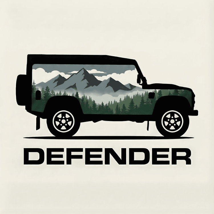 Land Rover Defender 90 Mountain Double Exposure Silhouette
