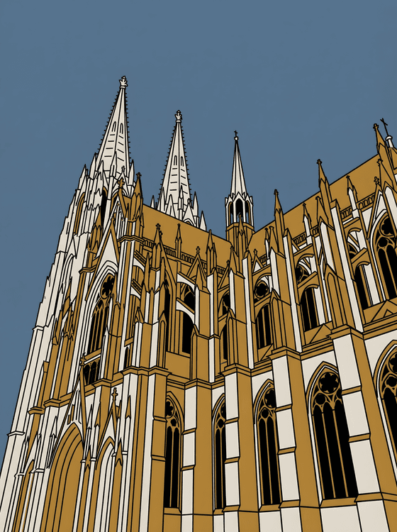 Cologne Cathedral Golden Spires Illustration