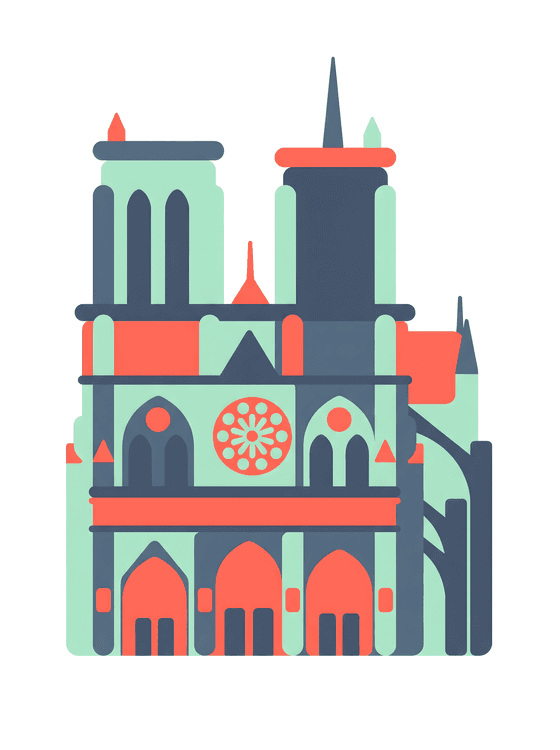 Notre-Dame Paris Flat Art Illustration