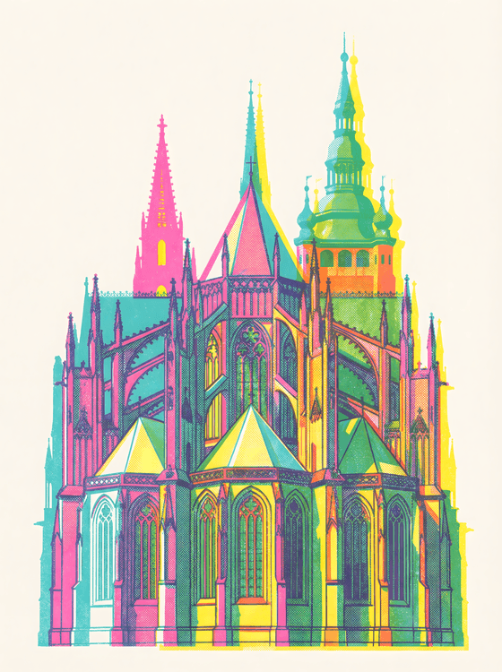 St. Vitus Cathedral Halftone Pop Art