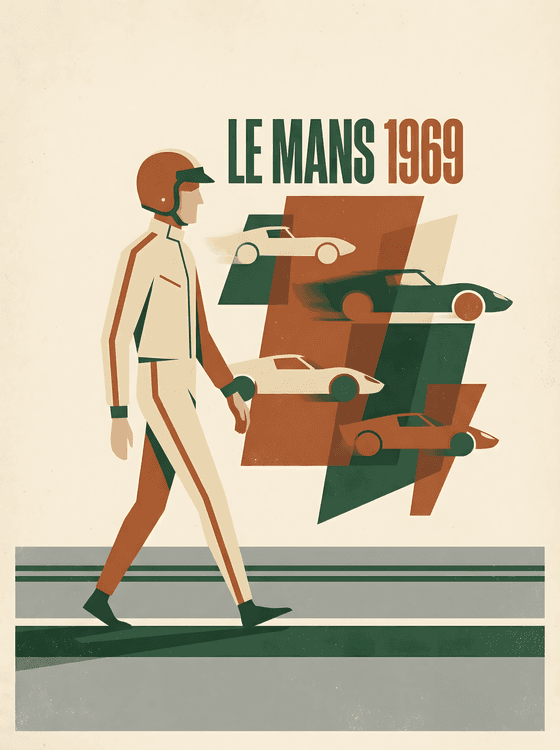 Le Mans 1969 Retro Racing Poster