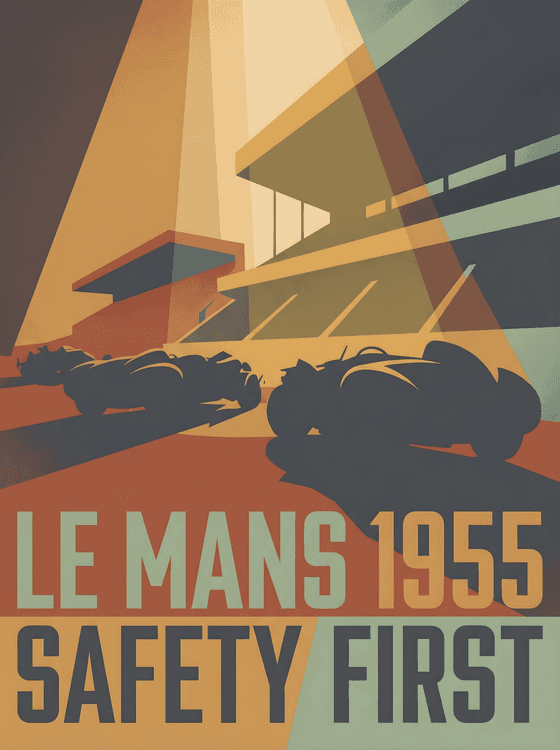 Le Mans 1955 Safety First Vintage Graphic
