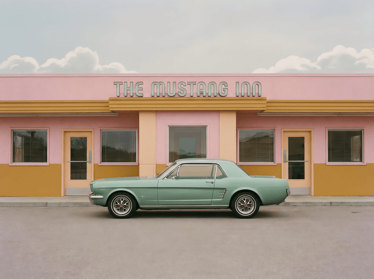 The Mustang Inn Retro Symmetrical Scene