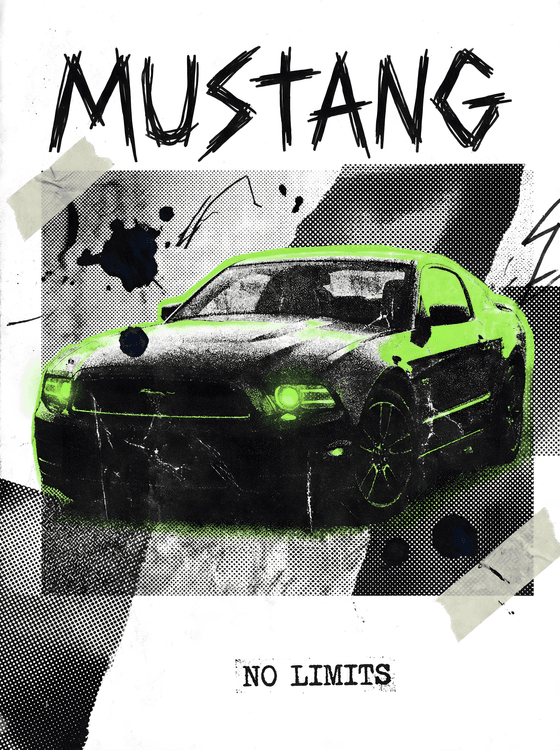 Mustang No Limits Grunge Collage