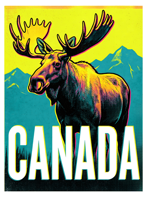 Vibrant Canada Moose Pop Art Travel Poster