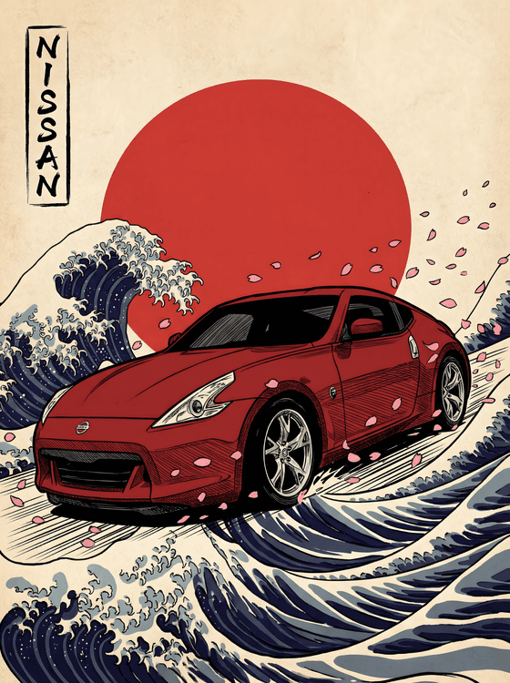 Nissan 370Z Rising Sun and Great Wave Fusion