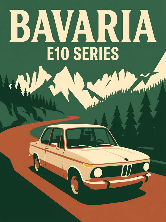 Bavaria E10 Series: Classic BMW 2002 Travel Poster