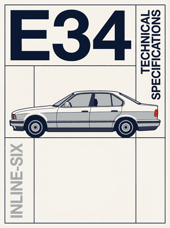 BMW E34 Technical Profile Illustration