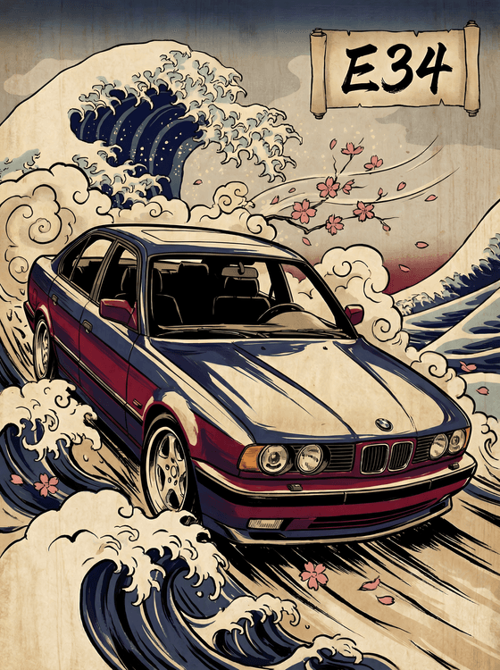 The Great Wave of E34: Japanese Art BMW Tribute