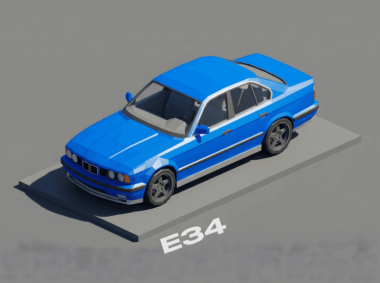 Blue E34: Low Poly Isometric Render