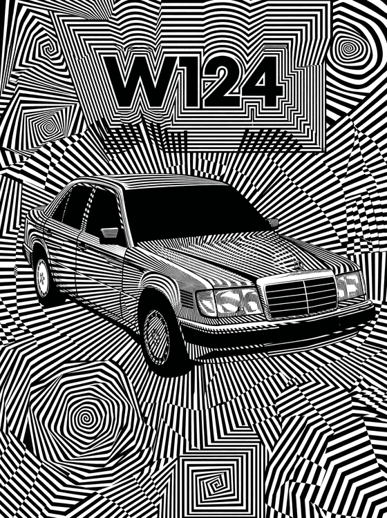Hypnotic W124: Op Art Mercedes Tribute
