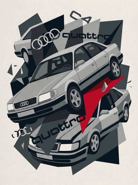 Audi 100 C4 Quattro: Geometric Shard Collage