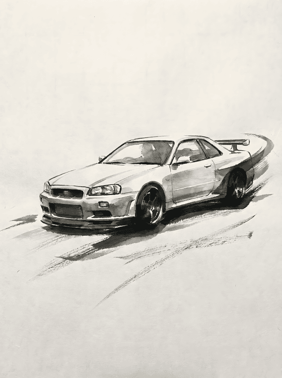 Sumi-e Drift: Nissan Skyline GT-R R34