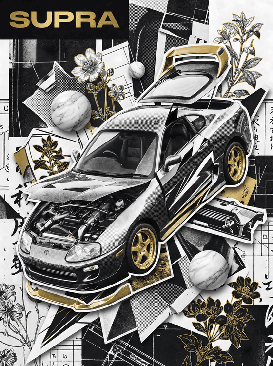 Supra A80 Gold & Monochrome Collage