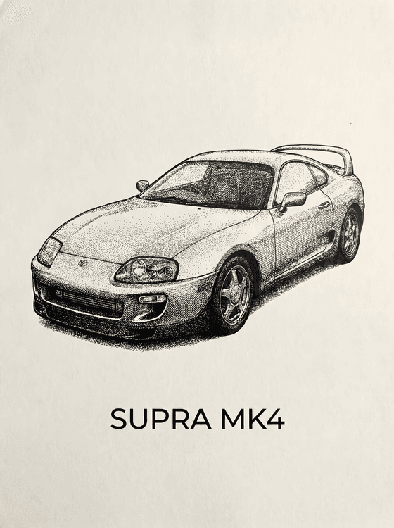 Toyota Supra MK4 Stippling Illustration