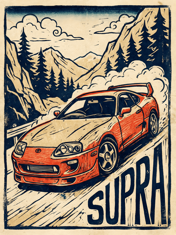 Woodcut Mountain Drift: Toyota Supra A80