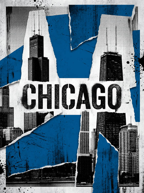 Chicago Torn Paper Skyline Collage