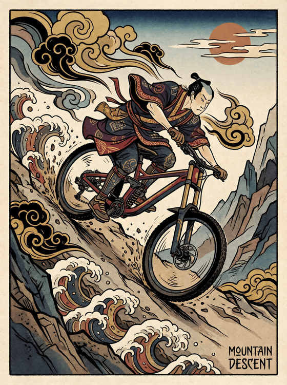 Samurai Mountain Descent: Ukiyo-e MTB