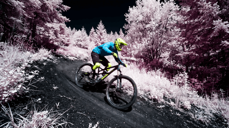 Infrared Descent: Mountain Biking in Pink