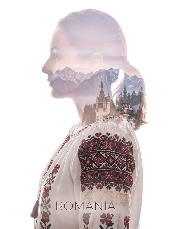 Romanian Soul: Double Exposure Portrait of Heritage
