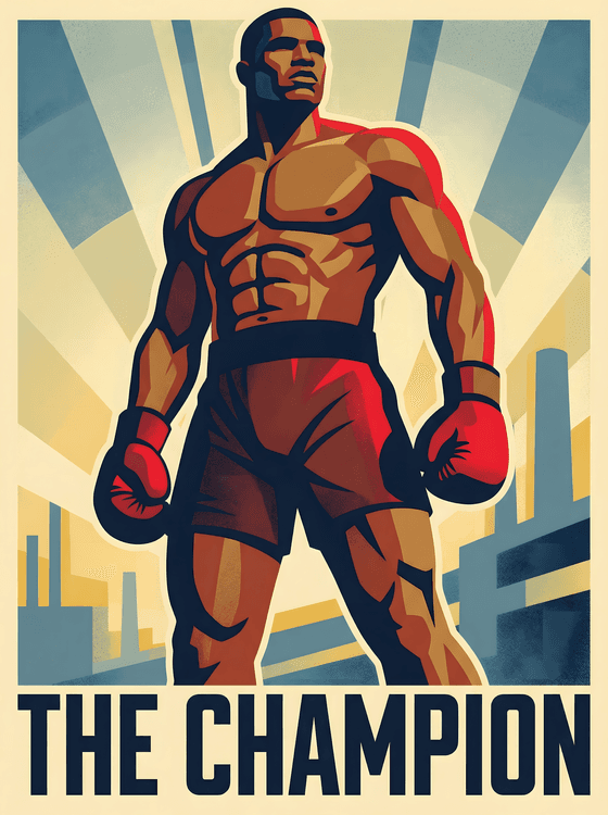 The Champion: Heroic Boxing Propaganda Poster