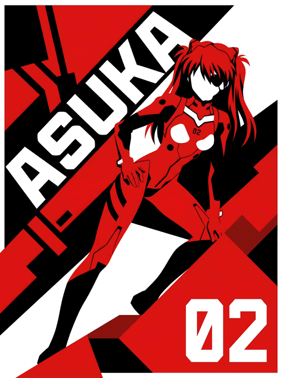 Asuka 02: Minimalist Red Silhouette