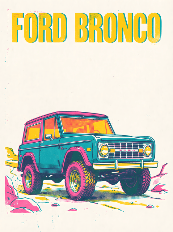 Vibrant Vintage Ford Bronco Pop Art Poster