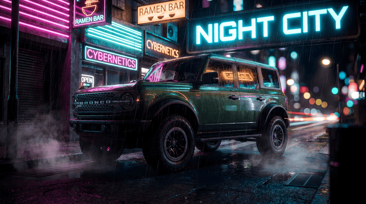 Neon Outlaw: Ford Bronco Cyberpunk Night