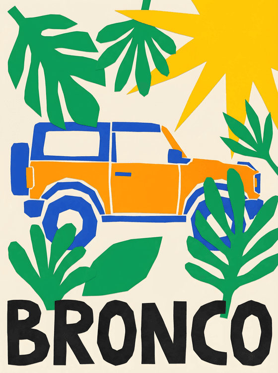 Bronco Summer Adventure Paper Cutout