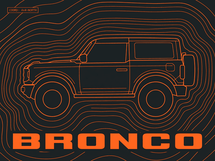 Ford Bronco Topographic Contour Art