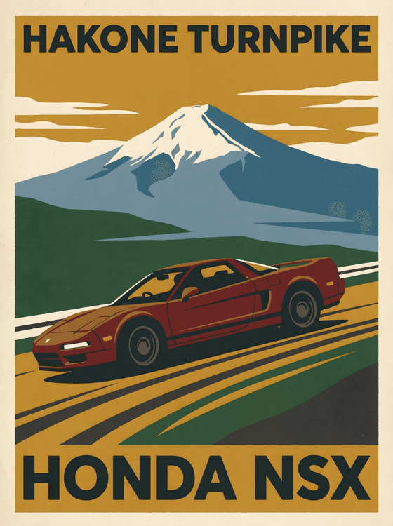 Hakone Turnpike Honda NSX Vintage Travel Poster