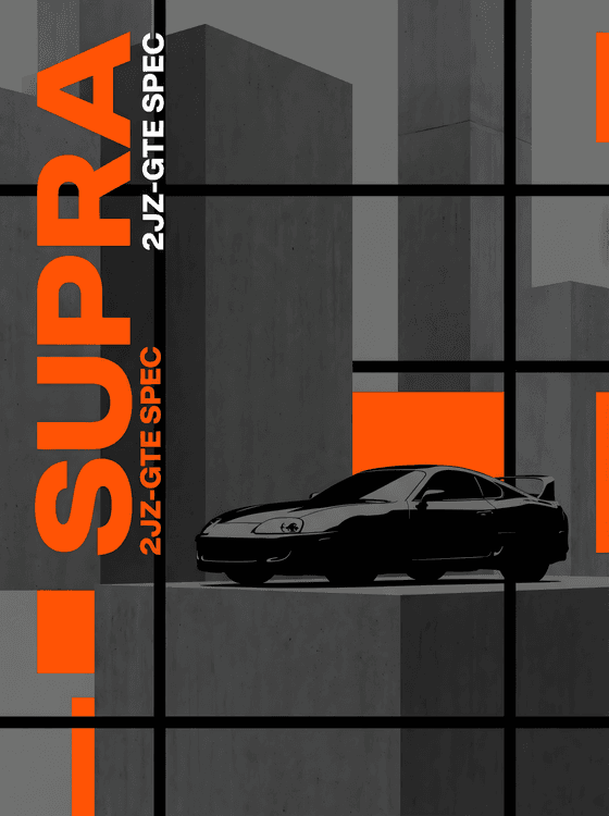 Supra 2JZ-GTE Brutalist Spec Illustration
