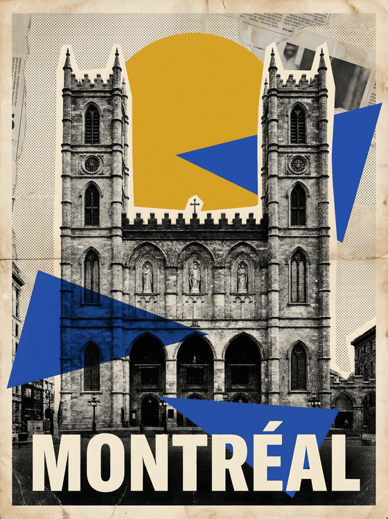 Montreal Notre-Dame Basilica Retro Collage