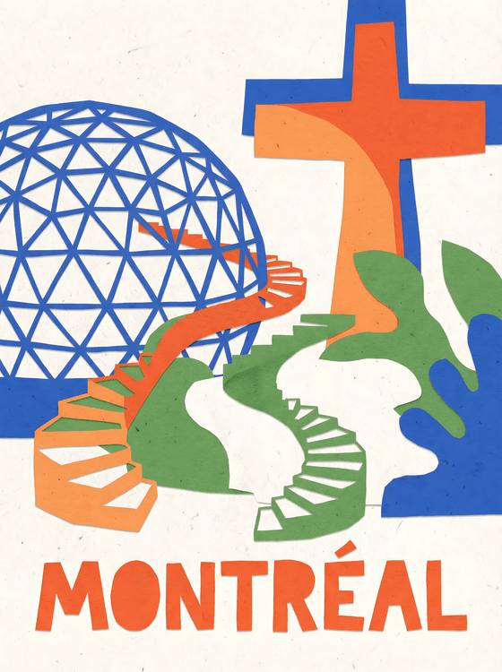 Montreal Cutout: Biosphere and Mount Royal Cross