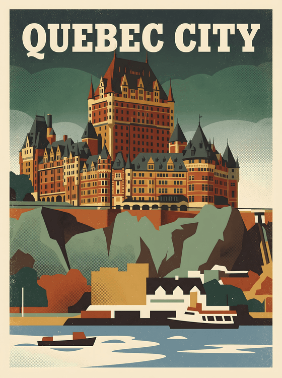 Quebec City: Le Château Frontenac Vintage Travel Poster